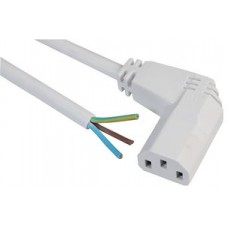 5 m White 90 Degree IEC Mains Lead with Bare Ends